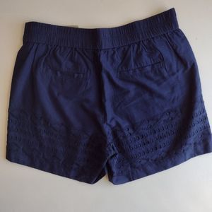 J Crew Shorts Sz XXS Navy Eyelet Elastic Pull On Cotton